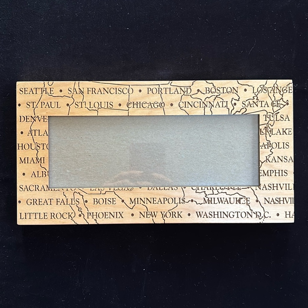 Lasercraft Engraved Map Photo Frame - Natural Wood